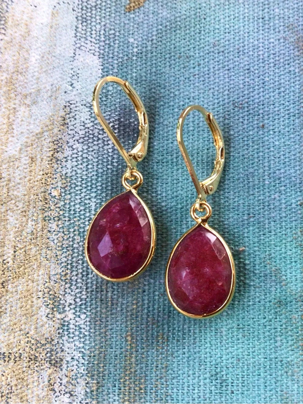 Gold Vermeil Ruby Sundance Charm Earrings